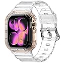 amBand Rugged Clear Band with Case Compatible with Apple Watch Series 10 11 42mm, Shockproof &amp; Protective Sport Bumper Cover for Men &amp; Women, Lightweight Strap with Soft Comfortable Fit, Transparent