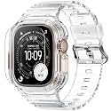 amBand Rugged Band with Case Compatible with Apple Watch Ultra 4/3/2/1 49mm, TPU Strap with Transparent Protective Cover for Men and Women, Screen Protector Kit, Compatible with iWatch Ultra, Clear