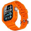 amBand Rugged Band &amp; Case Compatible with Apple Watch Ultra 4/3/2/1 49mm, Military Protective Bumper Cover &amp; Soft Strap, with Screen Protector Kit, Compatible with iWatch Ultra, Orange – for Men Women