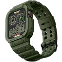 amBand Compatible with Apple Watch Band 45mm 44mm 42mm with Bumper Case, Rugged Men Bands for iWatch SE(3/2/1) Series 9 8 7 6 5 4 3 2 1, Sport Military Protective Cases Drop-proof Shockproof Green