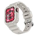 amBand Compatible for Apple Watch Band 41mm 40mm 38mm with Bumper Case, Rugged Men Women Bands for iWatch SE 3 SE2nd SE Series 9 8 7 6 5 4 3 2 1, Sport Military Protective Cases Drop-Proof, Sand White
