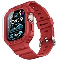 amBand Rugged Band &amp; Case Compatible with Apple Watch Ultra 4/3/2/1 49mm, Military Protective Bumper Cover &amp; Soft Strap, with Screen Protector Kit, Compatible with iWatch Ultra, Red – for Men Women
