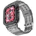 amBand Compatible for Apple Watch Band 45mm 44mm 42mm with Bumper Case, Clear Cute Women Strap for iWatch SE 3 SE 2nd SE Series 9 8 7 6 5 4 3 2, Sport Jelly Protective Cases Protector, Crystal Black