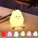"Cute Pear Night Light for Kids, Silicone LED Lamp, Color Changing Nursery Light, Soft &amp; Safe Bedside Lamp, Fun Bedroom Decor for Kids (Silicone PEAR LAMP)