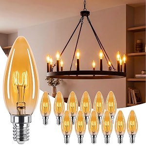 Amber Candelabra Light Bulbs 40W Equivalent 4W