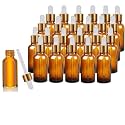 Amber Glass Bottles with Dropper(30ml x 12Pcs) - Gold Ring | White Silicon Teat | Ideal for Essential Oils, DIY Oil Blends, Perfumes, Cosmetics, Beauty Products (Pack of 12)
