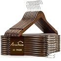 Amber Home 30 Pack Retro Wooden Coat Hangers, Wood Suit Hangers