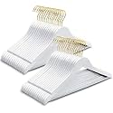 Amber Home 30 Pack White Wooden Coat Hangers with Gold Hook, Suit Hangers