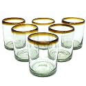 Amber Rim 10 oz Tumblers (set of 6), Recycled Glass, Lead-free, Toxin-Free (Tumbler)