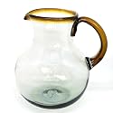 Amber Rim 120 oz Large Bola Pitcher, Recycled Glass, Lead-free, Toxin-Free (Pitcher)