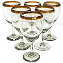 Amber Rim 13 oz Wine Glasses (set of 6), Recycled Glass, Lead-free, Toxin-Free (13oz Wine)