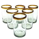 Amber Rim 14 oz Drinking Glasses (set of 6), Recycled Glass, Lead-free, Toxin-Free (Drinking)