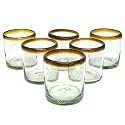 Amber Rim 8 oz DOF Rock Glasses (set of 6), Recycled Glass, Lead-free, Toxin-Free (DOF Rocks)