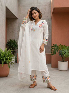 AMBEYMAA PRINTS Embroidered Kurta Churidar Dupatta