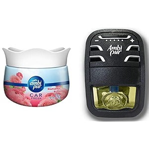 ambi pur car freshener gel romantic rose 75 g amp vanilla bouquet starter kit 75 ml