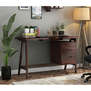 wooden study table for adults work from home computerlaptop writing desk with drawer amp shelf storage solid wood sheesham brown-a