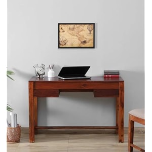 wooden study table for adults work from home computerlaptop writing desk with drawer amp shelf storage solid wood sheesham office disk 14
