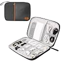 Leather Electronic Gadget Organizer Travel Cable Accessories Bag Travel Cord Organizer Case Compact Electronics Accessories Bag For Cable, Cord, Charger, Phone, Hard Drive (Black)