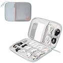 Leather Electronic Gadget Organizer Travel Cable Accessories Bag Travel Cord Organizer Case Compact Electronics Accessories Bag For Cable, Cord, Charger, Phone, Hard Drive (Grey)