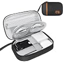 Faux Leather Gadget Travel Organizer - Electronic Accessories Bag, Portable Case for External Hard Drive (Black)