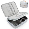 Leather Gadget Organizer Travel Cable Accessories Bag Electronics Organizer Portable Storage Case For Cable, Cord, Charger, Adapter, Power Bank, Hard Drives (Grey)