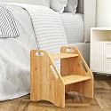 AMBIRD Wooden Step Stool, 15.75'' H Potty Training Toddler 300 lbs Capacity with Safety Non-Slip Pads and Handles, Kitchen Step Stools for Kids, Bamboo Step Stool for Bathroom, High Beds (Natural)