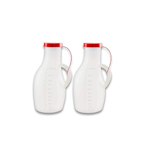 ambitech portable and safe medical grade plastic urine pot with cap for male - 1000 ml pack of 2 made in india