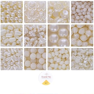 ambitieux bracelet making craft kit 12 types of colorful 400 pcs of plastic beads with elasticjute bag and thread cutter - light open pearl kit