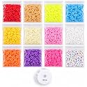ambitieux Bracelet Making Craft Kit 12 Types of Colorful 400+ pcs of Plastic Beads with Elastic -(Colorfull with 8 mm) (Clay Light)
