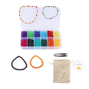 ambitieux premium 12 different colors of 6 mm crystal beads bracelet necklace jewelry making kit for adults with jute bag elastic and thread cutter 6 mm crystal beads