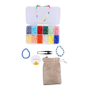 ambitieux premium 8mm beads set with evil eye for bracelet necklace jewelry making kit for adults with jute bag elastic and thread cutter 8mm with evil eye