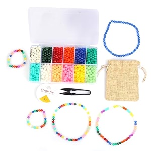 ambitieux premium 8mm beads set with pearl for bracelet necklace jewelry making kit for adults with jute bag elastic and thread cutter 8 mm with glass