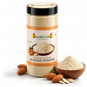 ambrosia california almond flour 200g  super fine blanched almond powder  keto friendly  gluten free  ideal for baking cakes bread cookies amp rotis