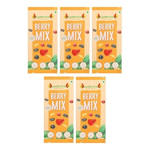 ambrosia berry trail mix mini packs 200g pack of 5 x 40g  mixed berries nuts amp seeds  healthy snack  high protein amp fibre  ready-to-eat