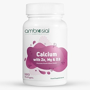 ambrosial calcium magnesium zinc amp vitamin d3 high potency calcium tablets for women amp men for healthy bones muscles amp teeth premium calcium supplements pack of 1-120 softgels