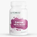 Ambrosial Calcium Magnesium Zinc & Vitamin D3| High Potency Calcium Tablets for Women & Men for Healthy Bones, Muscles & Teeth| Premium Calcium Supplements (Pack of 1-120 Softgels)