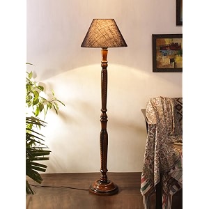 jute shade floor floor lamp with wooden base - height 5575 inches blue  elegant ambient lighting for living room bedroom office bedside table amp home decoration  ideal for gifting decor