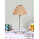 Conical Beige Jute Shade Lamp with Steel &amp; White Brushed Wood Base -(10x10x16.5) Inches