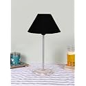 Conical Black Cotton Shade Lamp with Steel &amp; White Brushed Wood Base -(10x10x16.5) Inches