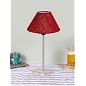 Conical Maroon Jute Shade Lamp with Steel &amp; White Brushed Wood Base -(10x10x16.5) Inches