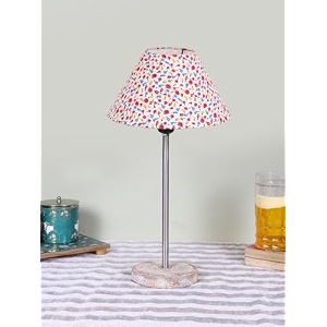 conical multicolor cotton shade lamp with steel amp white brushed wood base -10x10x165 inches -36