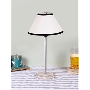 conical multicolor cotton shade lamp with steel amp white brushed wood base -10x10x165 inches -33