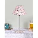 Conical Multicolor Cotton Shade Lamp with Steel &amp; White Brushed Wood Base -(10x10x16.5) Inches -36
