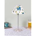 Conical Multicolor Cotton Shade Lamp with Steel &amp; White Brushed Wood Base -(10x10x16.5) Inches -34