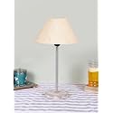 Conical Off White Cotton Shade Lamp with Steel &amp; White Brushed Wood Base -(10x10x16.5) Inches