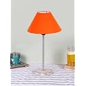 Conical Orange Cotton Shade Lamp with Steel &amp; White Brushed Wood Base -(10x10x16.5) Inches