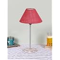 Conical Pink Jute Shade Lamp with Steel & White Brushed Wood Base -(10x10x16.5) Inches