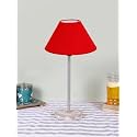 Conical Red Cotton Shade Lamp with Steel &amp; White Brushed Wood Base -(10x10x16.5) Inches