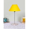 Conical Yellow Cotton Shade Lamp with Steel &amp; White Brushed Wood Base -(10x10x16.5) Inches