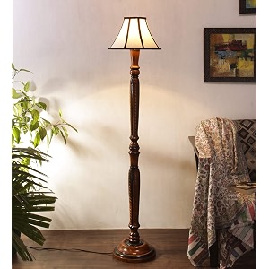 off-white amp brown cotton floor lamp with wooden base - height 548 inches  ambient lighting for bedroom living room study room bedside amp home decor  night lamp ideal for gifting